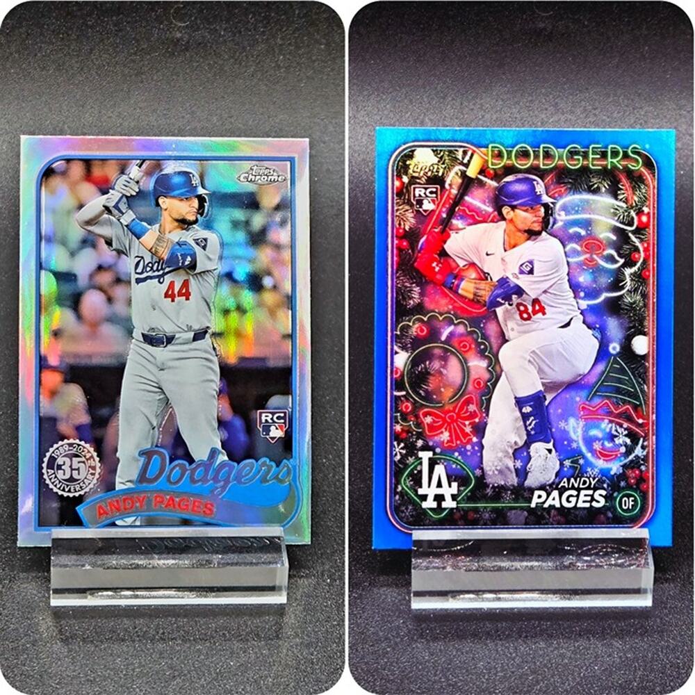Andy Pages Topps Chrome Holiday Blue Metallic RC Los Angeles Dodgers Rookie
